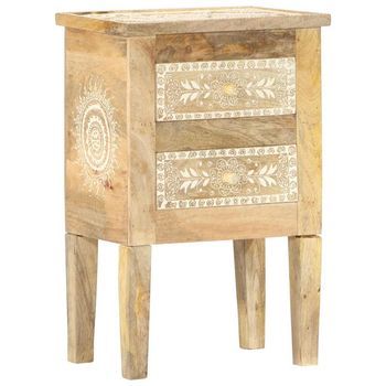Mesita De Noche Pintada A Mano Madera Maciza Mango 40x30x60 Cm Vidaxl