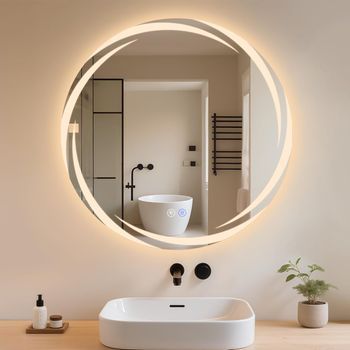 Espejo De Baño Con Iluminación Moderno Ip44 Espejo De Baño Redondo Con Función Táctil Zmh