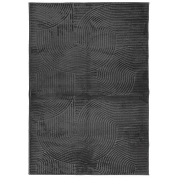Alfombra Pelo Corto Look Escandinavo Iza Antracita 160x230 Cm Vidaxl