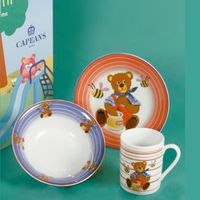 idurgo - vajilla infantil de 7 piezas en ceramica y acero coleccion ositos
