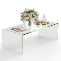costway mesa de cafe en forma de u de vidrio templado con bordes redondos suaves 108 x 50 x 35 cm transparente