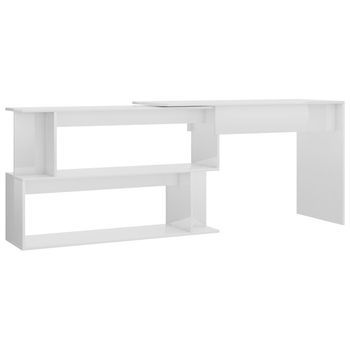 Escritorio De Esquina Contrachapada Blanco Brillo 200x50x76 Cm Vidaxl