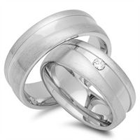 alianzas 14 quilates oro blanco con diamante