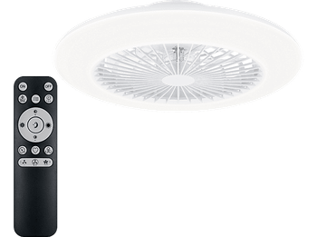Ventilador de techo - Philips Amigo 60+25 W, Luz LED, Regulable, Mando a distancia, Blanco