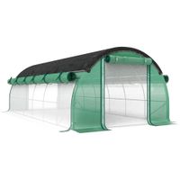 outsunny 6x3x2 m tunel de plastico con red de proteccion solar paredes laterales enrollables cubierta de plastico estructura de acero   aosom espana