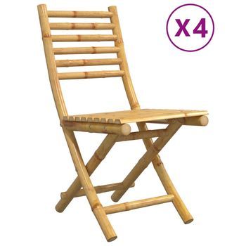 Sillas De Jardín Plegables 4 Uds | Silla De Exterior | Sillón Bambú 43x54x88 Cm