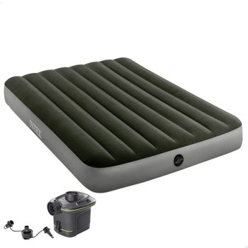 Colchón Hinchable Doble Prestige Downy con Hinchador Eléctrico 25W, 137x191x25 Cm, Gris