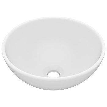 Lavabo De Baño Moderno | Lavabo De Lujo Redondo Cerámica Blanco Mate 32,5x14 Cm