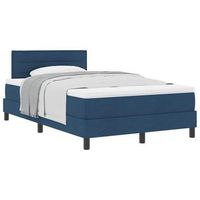 cama tipo box spring con cojin manual azul 120 x 200 cm tela vidaxl