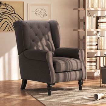 Sillón De Salón De Poliéster Madera Homcom 74x86x102 Cm Marrón