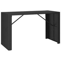 mesa alta bar  mesa de bistro ratan pe y superficie vidrio negro 185x80x110 cm