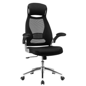 Silla De Oficina Giratoria De Malla Y Acero Con Apoyabrazos Plegables
