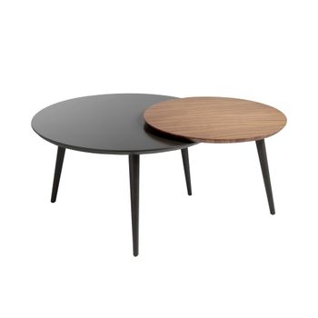Set de mesas de centro nido en MDF lacado gris y chapa