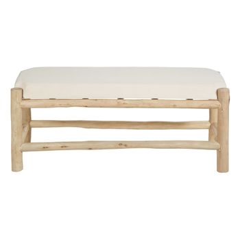 Banco de madera de eucalipto y algodón blanco