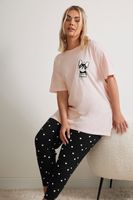 yours pijama algodon rosa y negro bulldog frances