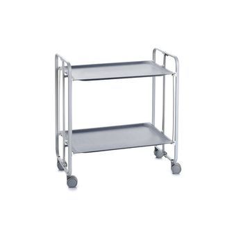 Carrito Auxiliar Con Ruedas Armazón Metálico Gris 2 Bandejas Gris