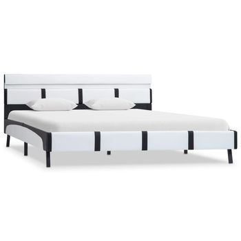 Estructura De Cama Con Led Cuero Sintético Blanco 120x200 Cm