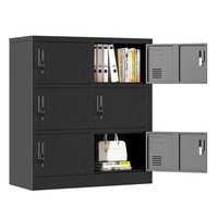 armario taquilla de metal con 6 puertas - mueble de oficina - acero - negro 90x40x100cm