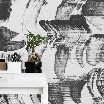 Papel pintado panorámico gráfico, negro 150 x 250cm