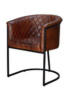 silla cuero natural con patas de metal color marron