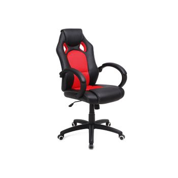 Silla de Oficina Ergonómica Regulable, Negro + Rojo