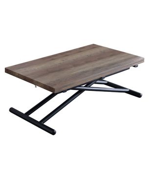 Mesa centro convertible en mesa comedor nogal y patas negras
