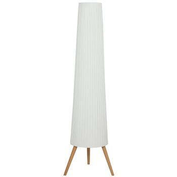 Lámpara De Pie Led De Madera Con Trípode, Regulable, 46x46x153 Cm, Blanca