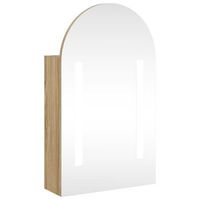 mueble de bano  armario de bano con espejo arqueado y luz led roble 42x13x70 cm