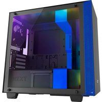 h400i micro-atx mid-tower pc case - black  blue black