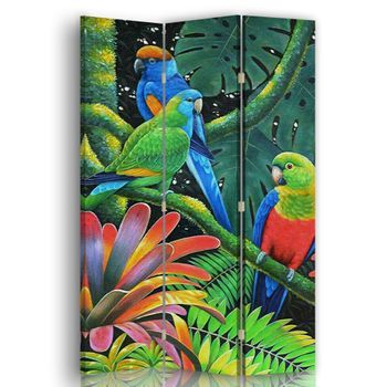Biombo Loros Coloridos - Separador De Ambientes 110x150cm