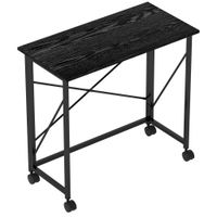 homcom escritorio plegable con ruedas y estructura resistente ideal para oficina y estudio 80x40x75 cm negro