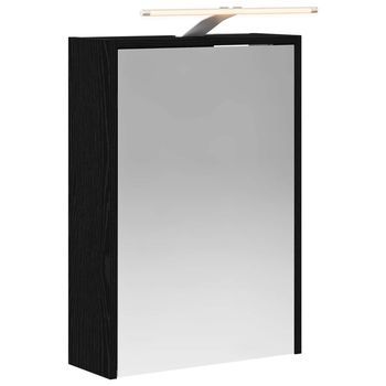 Armario Con Espejo De Baño Roble Negro 43 X 16 X 62.5 Cm Vidaxl