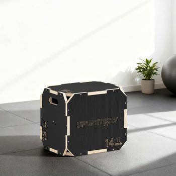 Cajón Pliométrico Sportnow Madera Contrachapada, 41x36x31 Cm, Negro