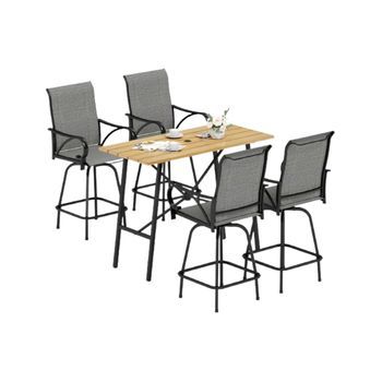Mesa De Bar Rectangular Con Sillas Giratorias