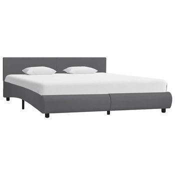 Estructura Cama Led Sin Colchón Cuero Sintético Gris 180x200 Cm Vidaxl