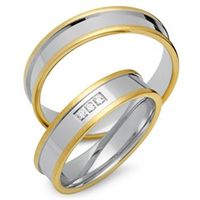 alianzas 8 quilates oro amarillo-blanco 3 diamantes