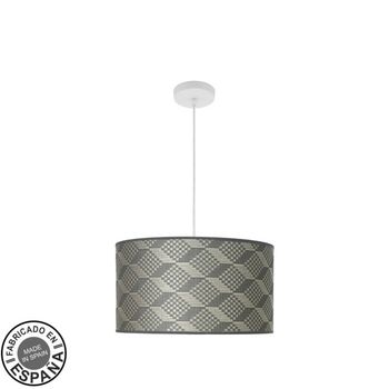 Colgante moda 2xe27 blanco/tetris gris regx40x40cm c/difusor