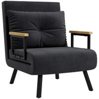 homcom sofa cama individual plegable silla cama convertible 4 en 1 respaldo ajustable de 5 niveles y almohada 63x73x81 cm negro   aosom espana