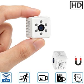 Mini Cámara de Seguridad WiFi Magnética HD, Cámara de Vigilancia Doméstica Portátil con Grabación en Bucle y Detección de Movimiento