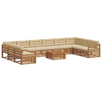 Juegos De Sofás 11 Uds. Natural Y Beige Madera De Acacia Sólida Vidaxl