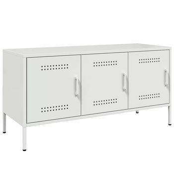 Mueble De Tv De Acero Blanco 100,5x39x50,5 Cm Vidaxl