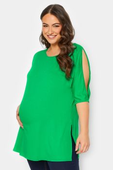 Bump It Up Maternity Top Verde Con Abertura En Mangas