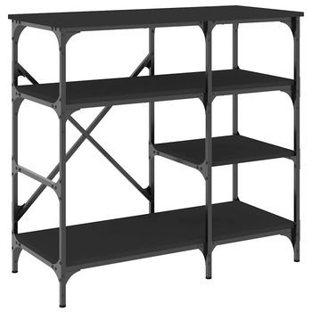 Estante Estanteríaría De Cocina Madera Ingeniería Metal Negro 90x40x84 Cm