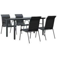 conjunto comedor jardin para jardin 5 uds  mueble jardin mesa y sillas acero y textilene negro