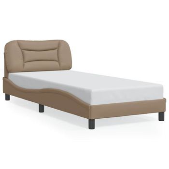 Estructura De Cama Sin Colchón Hvar Cuero Sintético Capuchino 90x200 Cm Vidaxl