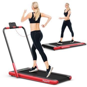 Cinta De Correr Plegable 2 En 1 Con Aplicación Y Control Remoto Soporte Para Teléfono Móvil Cinta De Correr Compacta Para El Hogar Rojo