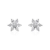 pendientes copo de nieve de plata 925 con circonita