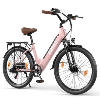 Bicicleta Eléctrica Eskute C100 Plus, Para Ciudad Y Desplazamientos Diarios, Color Rosa