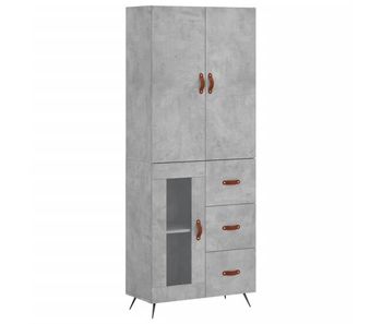 Aparador alto - mueble de almacenamiento madera contrachapada gris hormigón 69,5x34x180 cm es904