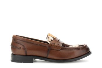 mocasines de piel con inserción de piel efecto pony cognac